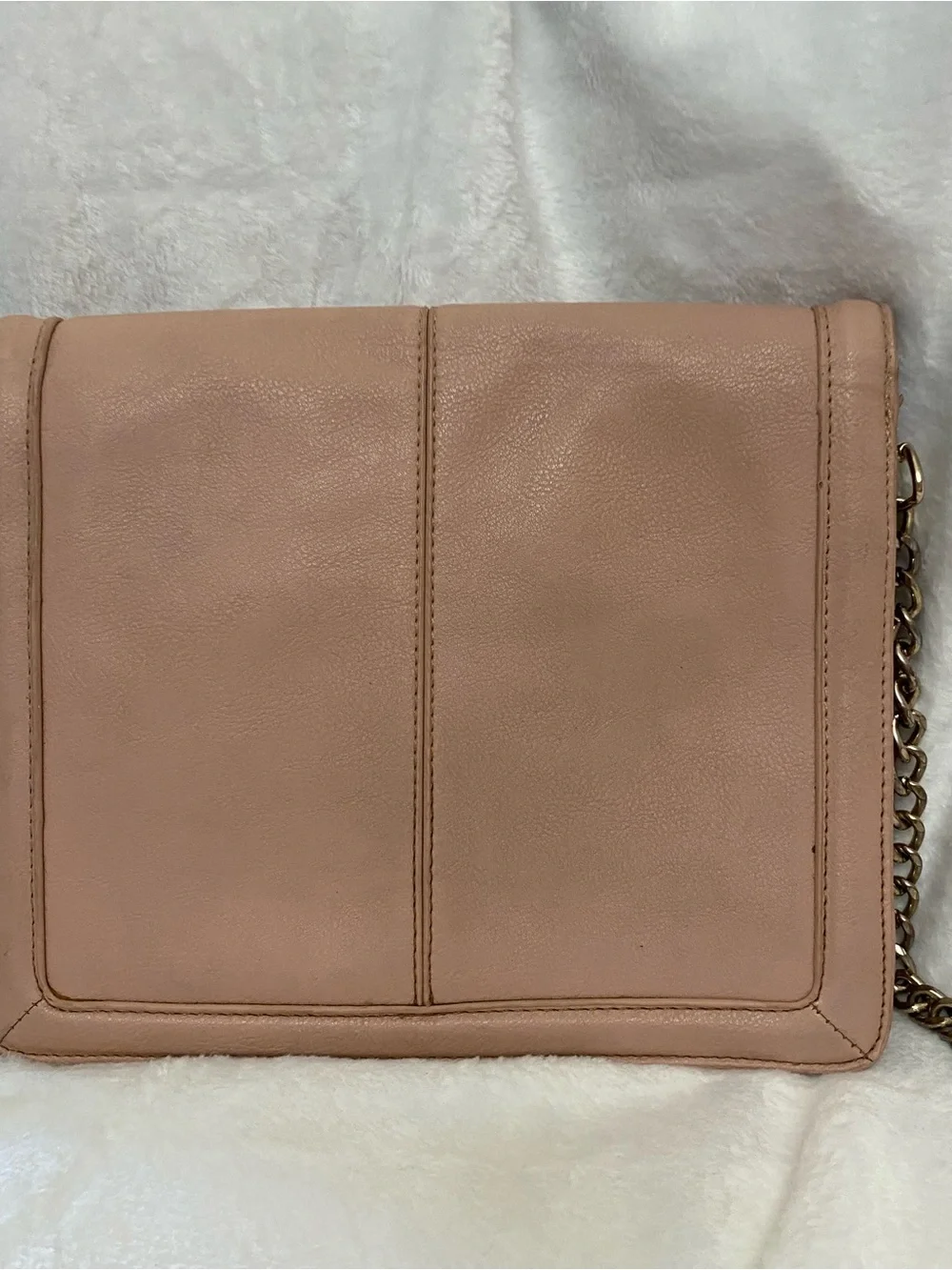 BCBG Blush Pebbled Leather Shoulder Bag with Gold Chain